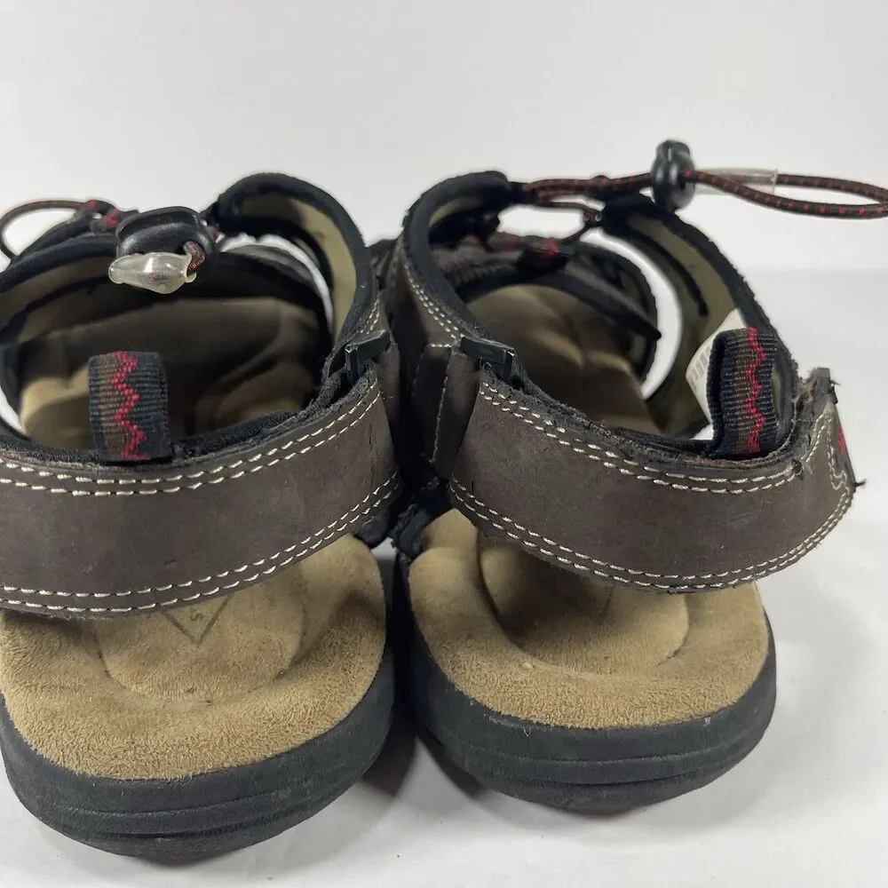 St. John’s Bay Men’s Memory Foam Trail Sandals – Size 12M (Brown/Red)